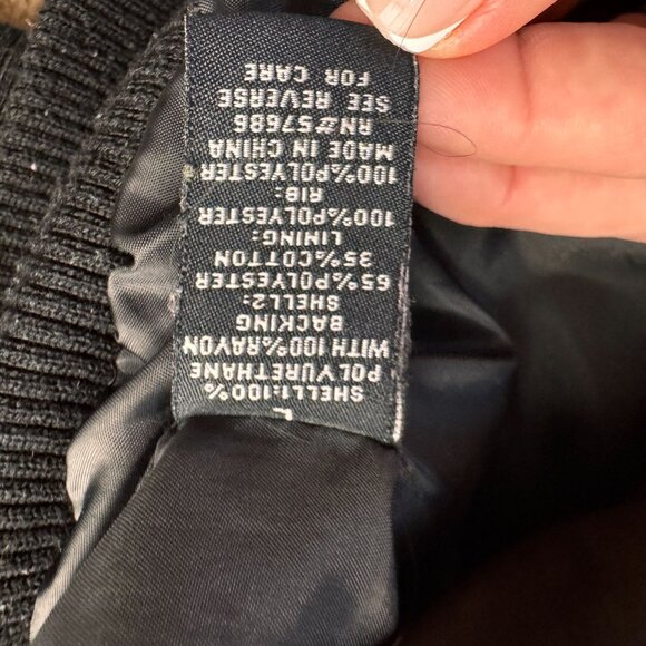 New Look Hoodie Jacket Women L Faux Leather Knit Y2K Varsity Stripe Zip 90s Snap - Picture 4 of 7